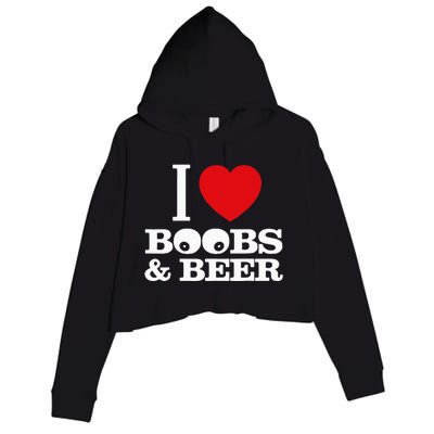 I Love Boobs And Beer Crop Fleece Hoodie