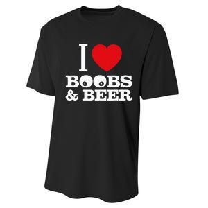 I Love Boobs And Beer Performance Sprint T-Shirt