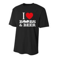 I Love Boobs And Beer Youth Performance Sprint T-Shirt