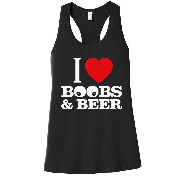 I Love Boobs And Beer Women's Racerback Tank