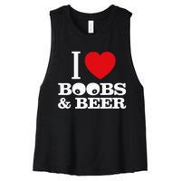 I Love Boobs And Beer Women's Racerback Cropped Tank