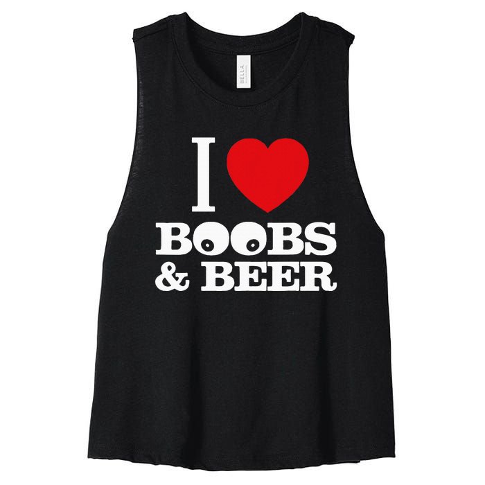 I Love Boobs And Beer Women's Racerback Cropped Tank