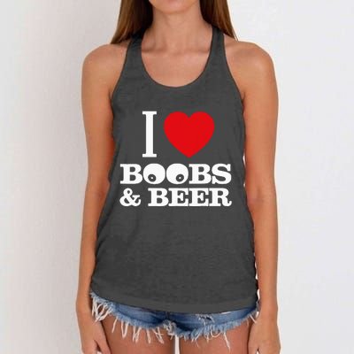 I Love Boobs And Beer Women's Knotted Racerback Tank