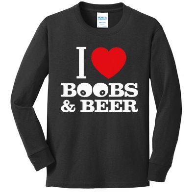 I Love Boobs And Beer Kids Long Sleeve Shirt