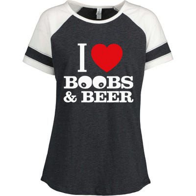 I Love Boobs And Beer Enza Ladies Jersey Colorblock Tee