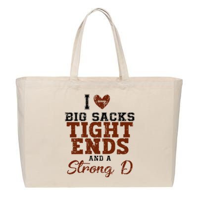 I Love Big Sacks Tight Ends And A Strong D Cotton Canvas Jumbo Tote