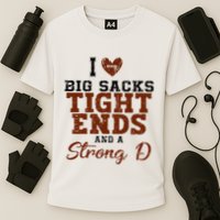 I Love Big Sacks Tight Ends And A Strong D Cooling Performance Crew T-Shirt