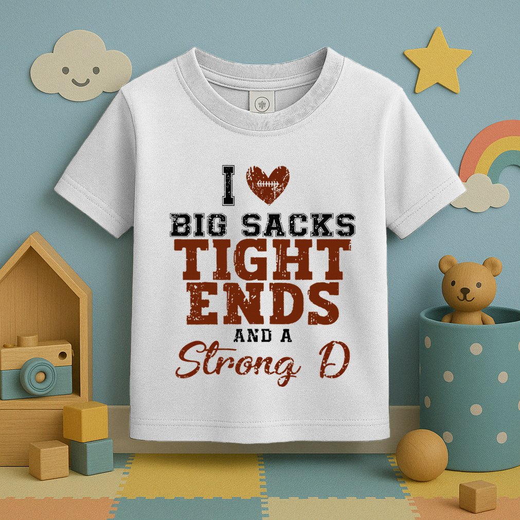 I Love Big Sacks Tight Ends And A Strong D Toddler T-Shirt