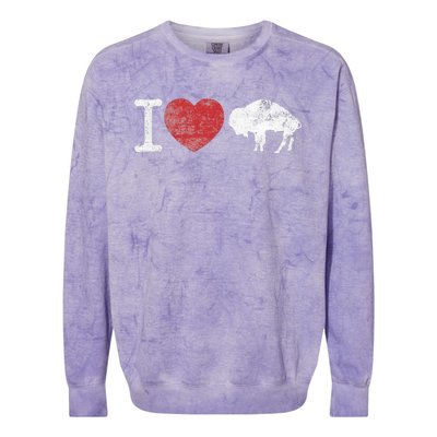 I Love Buffalo Vintage Buffalo With Bison Colorblast Crewneck Sweatshirt