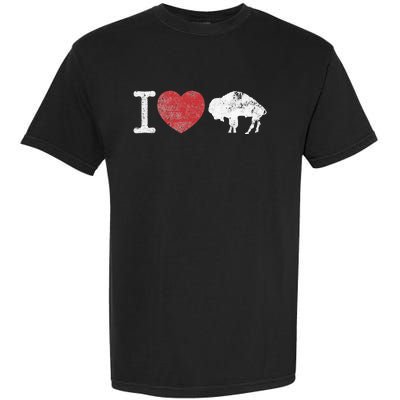 I Love Buffalo Vintage Buffalo With Bison Garment-Dyed Heavyweight T-Shirt