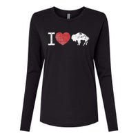 I Love Buffalo Vintage Buffalo With Bison Womens Cotton Relaxed Long Sleeve T-Shirt