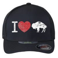 I Love Buffalo Vintage Buffalo With Bison Flexfit Unipanel Trucker Cap