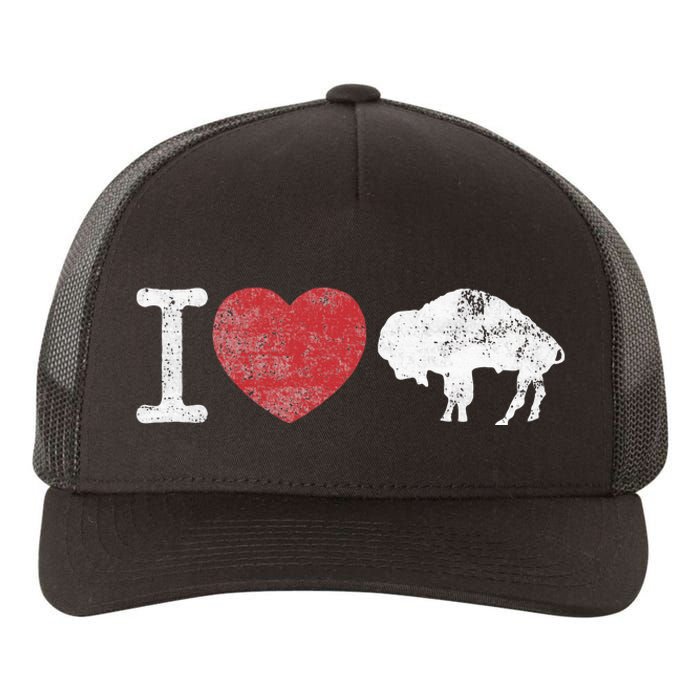 I Love Buffalo Vintage Buffalo With Bison Yupoong Adult 5-Panel Trucker Hat