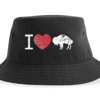 I Love Buffalo Vintage Buffalo With Bison Sustainable Bucket Hat