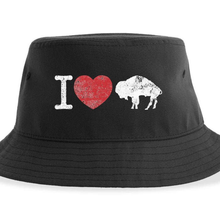 I Love Buffalo Vintage Buffalo With Bison Sustainable Bucket Hat