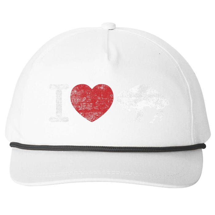 I Love Buffalo Vintage Buffalo With Bison Snapback Five-Panel Rope Hat