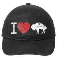 I Love Buffalo Vintage Buffalo With Bison 7-Panel Snapback Hat