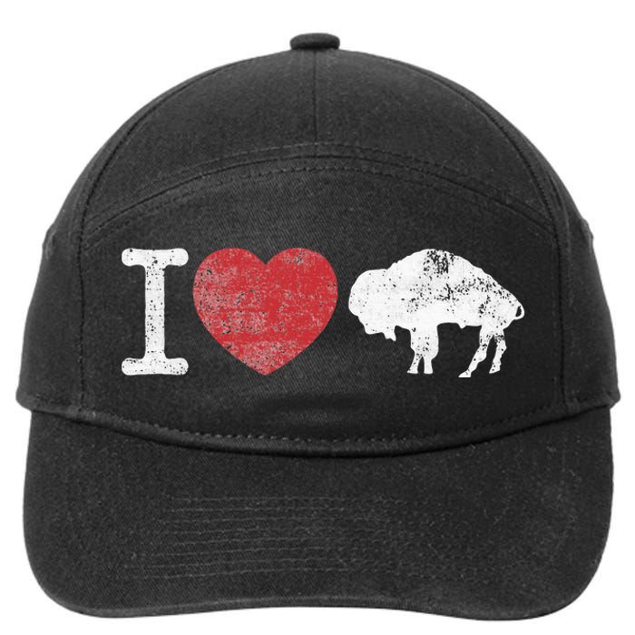 I Love Buffalo Vintage Buffalo With Bison 7-Panel Snapback Hat