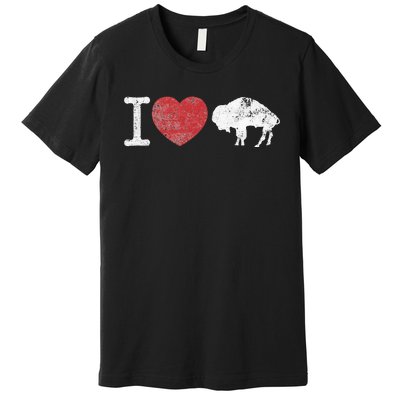 I Love Buffalo Vintage Buffalo With Bison Premium T-Shirt