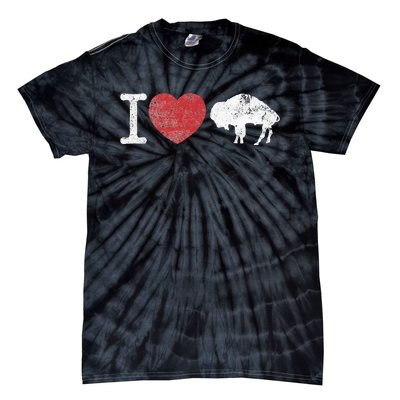 I Love Buffalo Vintage Buffalo With Bison Tie-Dye T-Shirt