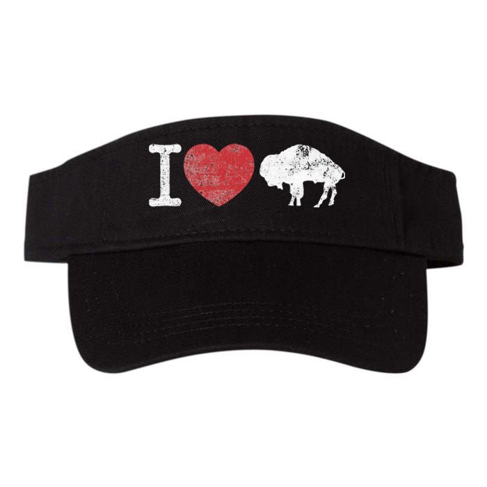 I Love Buffalo Vintage Buffalo With Bison Valucap Bio-Washed Visor