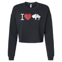 I Love Buffalo Vintage Buffalo With Bison Cropped Pullover Crew