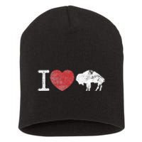 I Love Buffalo Vintage Buffalo With Bison Short Acrylic Beanie