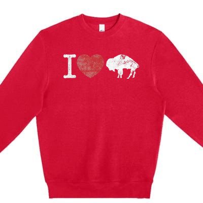 I Love Buffalo Vintage Buffalo With Bison Premium Crewneck Sweatshirt