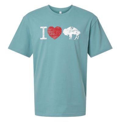 I Love Buffalo Vintage Buffalo With Bison Sueded Cloud Jersey T-Shirt