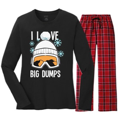 I Love Big Dumps Snowboarder Snowboarding Freestyle Boarder Women's Long Sleeve Flannel Pajama Set 