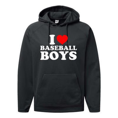 I Love Baseball I Heart Baseball Funny Performance Fleece Hoodie