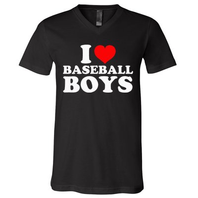 I Love Baseball I Heart Baseball Funny V-Neck T-Shirt