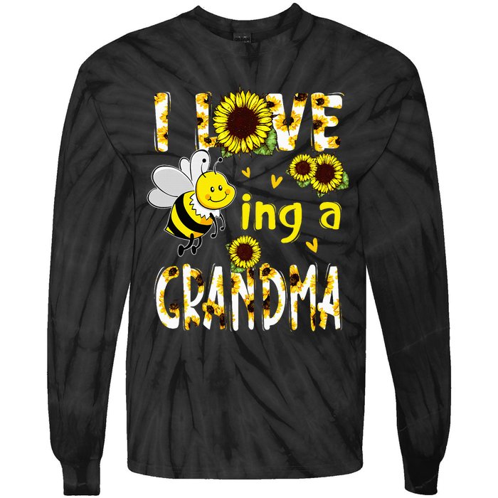 I Love Being A Grandma Sunflower Bee Mothers Day Tie-Dye Long Sleeve Shirt