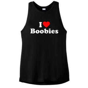 I Love Boobies Ladies PosiCharge Tri-Blend Wicking Tank