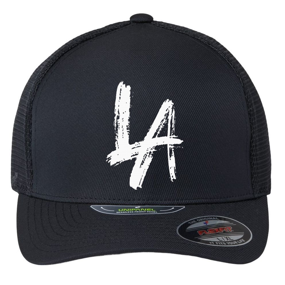Interlocking La Brush Design Los Angeles California Flexfit Unipanel Trucker Cap