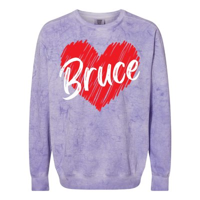 I Love Bruce Heart Funny Bruce Colorblast Crewneck Sweatshirt