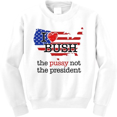 I Love Bush The Pussy Not The President Kids Sweatshirt