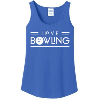 I Love Bowling Pin Hobby Lover Bowler Ladies Essential Tank