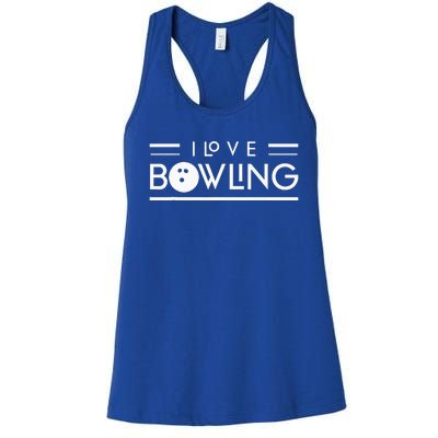 I Love Bowling Pin Hobby Lover Bowler Women's Racerback Tank