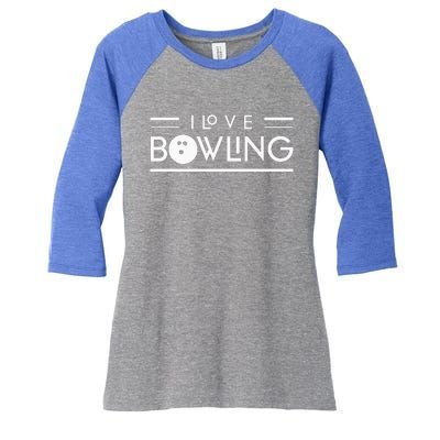 I Love Bowling Pin Hobby Lover Bowler Women's Tri-Blend 3/4-Sleeve Raglan Shirt