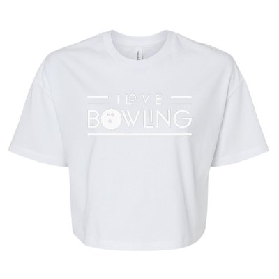 I Love Bowling Pin Hobby Lover Bowler Bella+Canvas Jersey Crop Tee