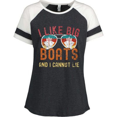 I Like Big Boats And I Cannot Lie Yacht Boating Funny Cruise Enza Ladies Jersey Colorblock Tee