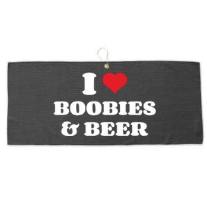 I Love Boobies And Beer Funny Humorous Large Microfiber Waffle Golf Towel