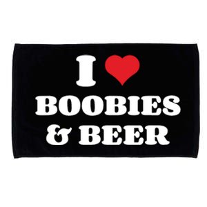 I Love Boobies And Beer Funny Humorous Microfiber Hand Towel