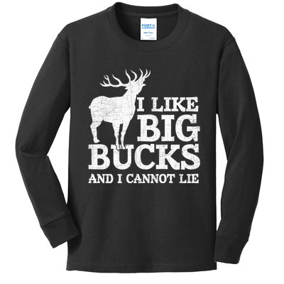 I Like Big Bucks And I Cannot Lie Deer Hunting Kids Long Sleeve Shirt