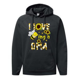 I Love Being A Oma Sunflower Bee Funny Mother's Day Performance Fleece Hoodie