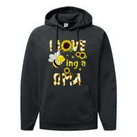 I Love Being A Oma Sunflower Bee Funny Mother's Day Performance Fleece Hoodie