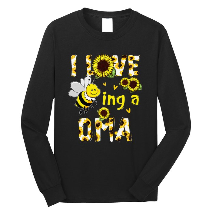 I Love Being A Oma Sunflower Bee Funny Mother's Day Long Sleeve Shirt