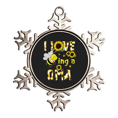 I Love Being A Oma Sunflower Bee Funny Mother's Day Metallic Star Ornament