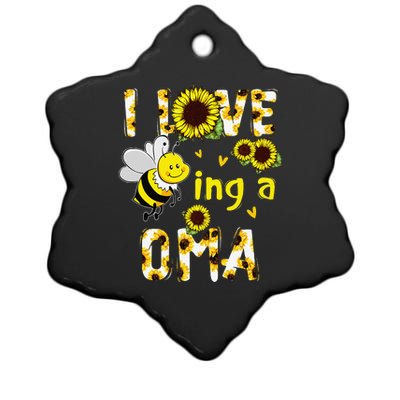 I Love Being A Oma Sunflower Bee Funny Mother's Day Ceramic Star Ornament